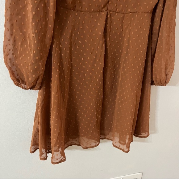 LYANER Women' Swiss Dots Square Neck Ruffle Hem Short Sleeve Elegant Mini Dress - Picture 13 of 13